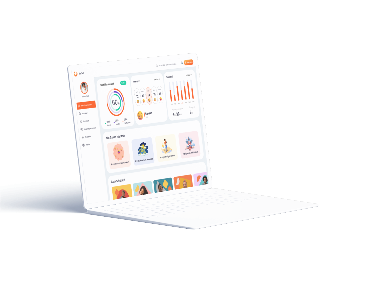 Tableau de bord BetSet sur un MacBook